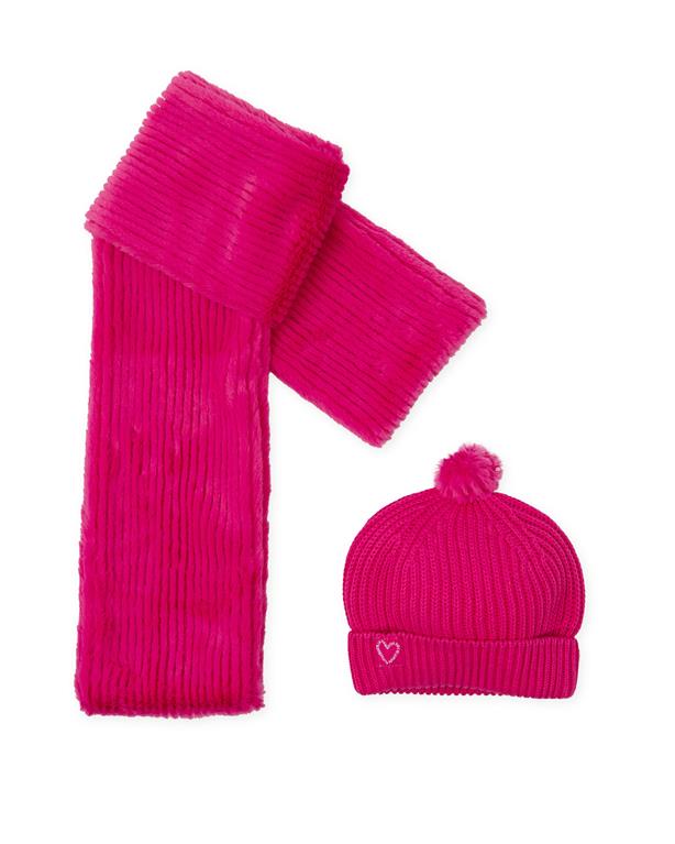 Conjunto Gorro + Cachecol Rosa